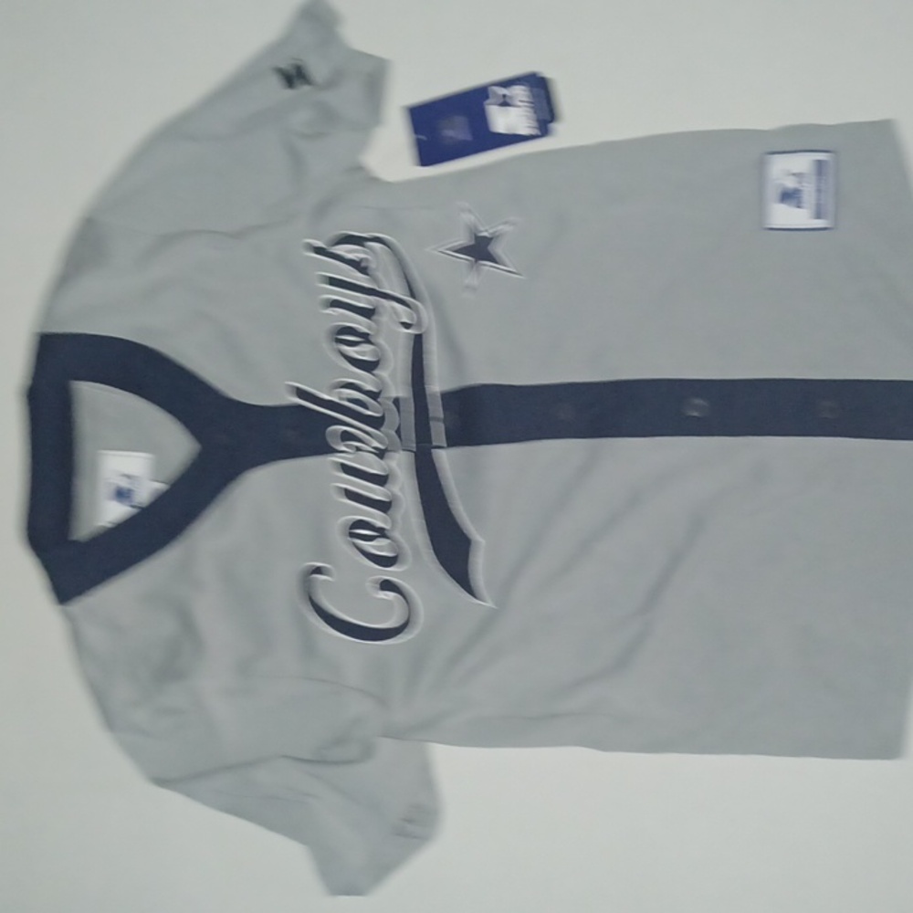 Starter Dallas Cowboys Baseball Jersey Gray/Blue Size-S NWT